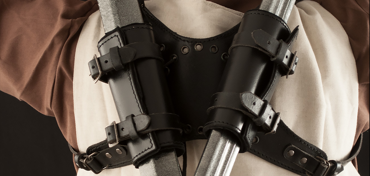 Dual Sword Back Scabbard Holder Harness